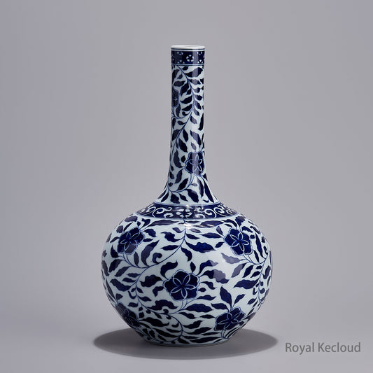 Imperial Porcelain Vase | Qing Dynasty Yongzheng | Blue and White Globular Vase with Interlocking Lotus Designs