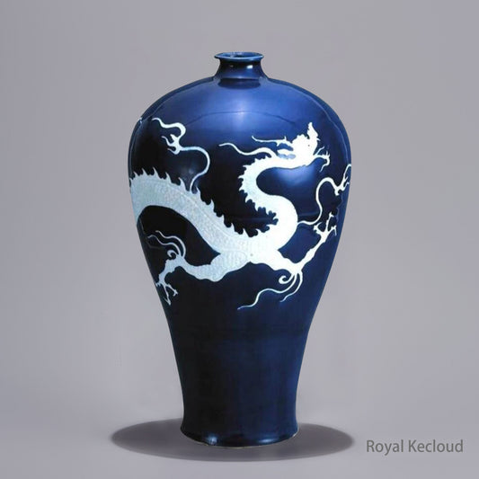 Imperial Porcelain Vase | Yuan Dynasty | Bright Sky Blue Glaze ‘Dragon’ Porcelain Vase