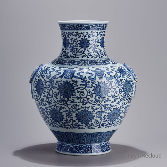 Imperial Qing Dynasty Qianlong Emperor Blue-and-White ‘Bajixiang’ Porcelain Vase - Zun
