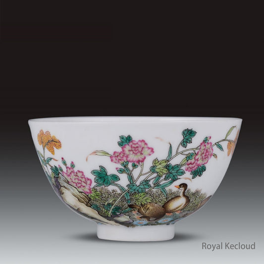 Chinese Ancient Royal Qing Dynasty Enamel 'Wild Goose' Bowl