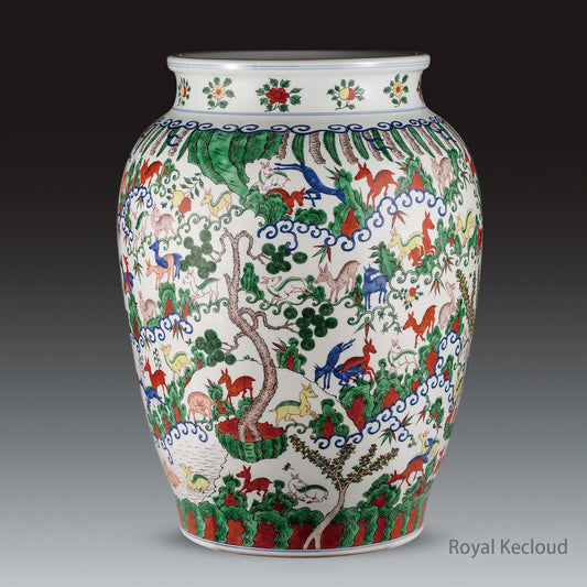 A Chinese Wucai 'Hundred Deer' Jar