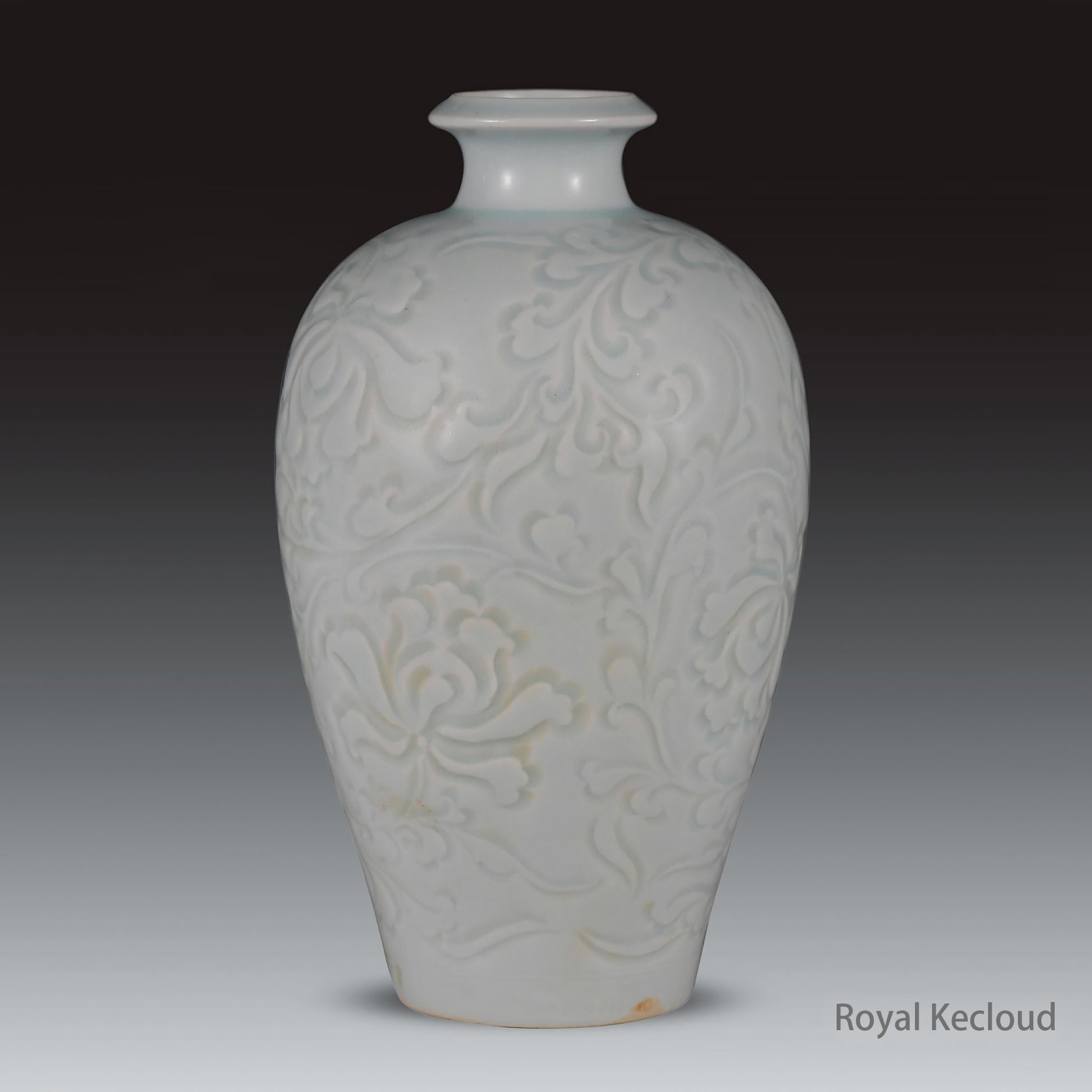 A Exquisite Carved Qingbai ‘Peony’ Meiping, Song Dynasty