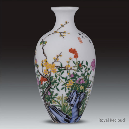 Chinese Ancient Royal Qing Dynasty Enameled 'Floral' Vase