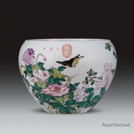 Chinese Ancient Royal Qing Dynasty 'Hydrangeas and Peonies' Jardiniere
