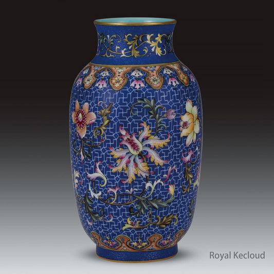 An Enamelled Blue-Ground 'Floral' Vase
