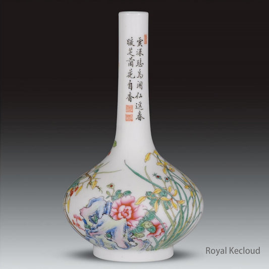 An Enamelled Flower Pear-shaped Vase