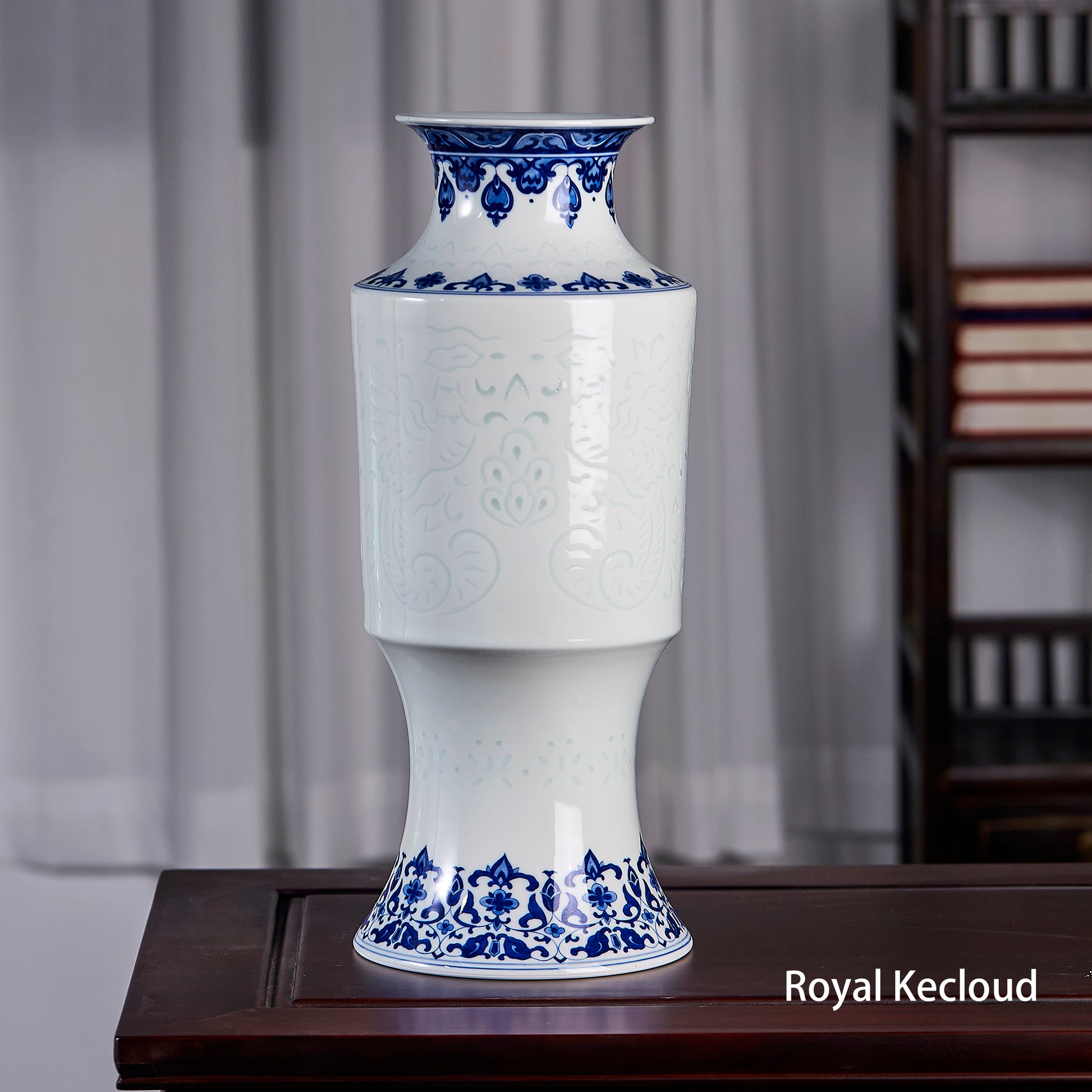 Fine Blue and White 'Phoenix Tail' Vase, Contemporary Art
