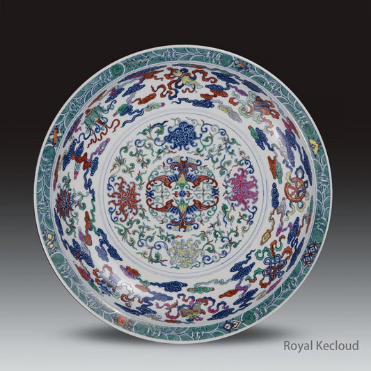 Chinese Ancient Royal Qing Dynasty Doucai 'BaJiXiang' Charger Plate