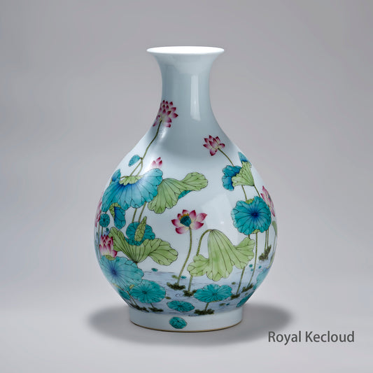 Chinese Imperial Famille Rose 'Lotus Pond' Yuhuchun Vase