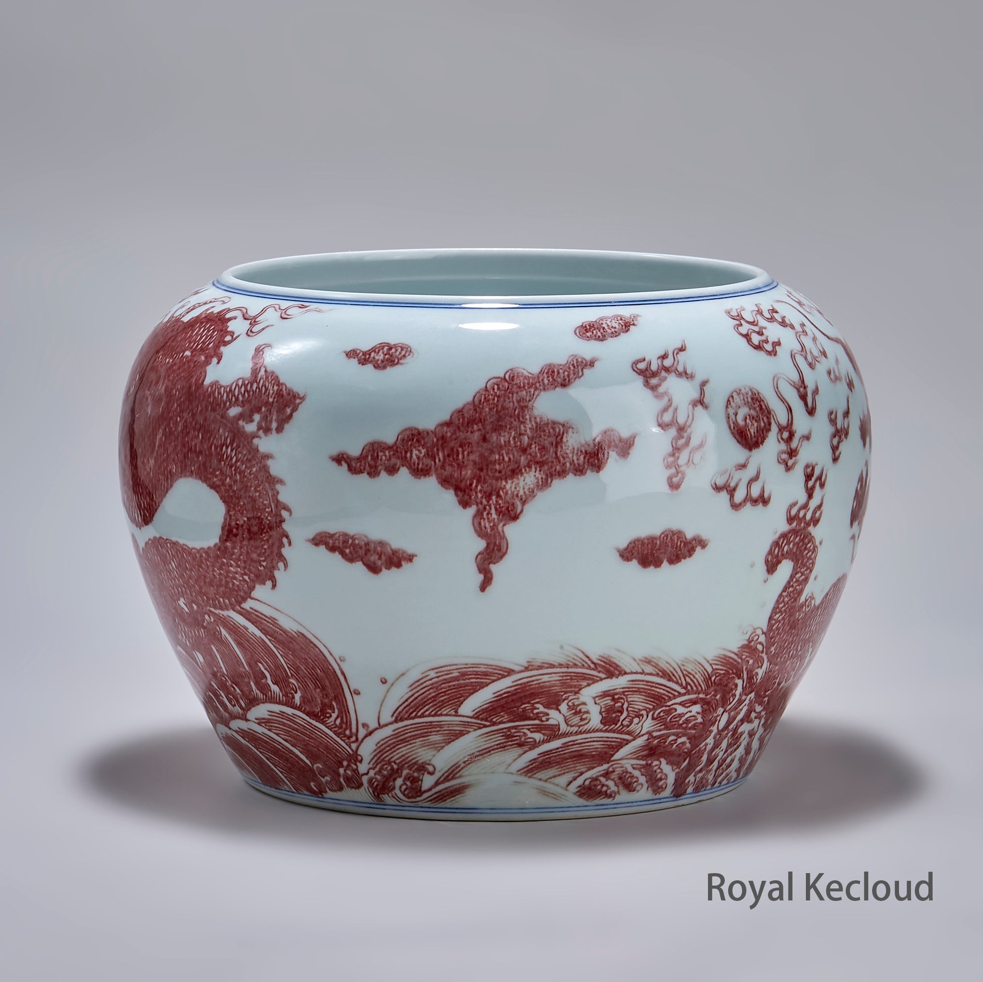 Chinese Qing Dynasty Underglazed Red 'Dragon' Porcelain Jardiniere