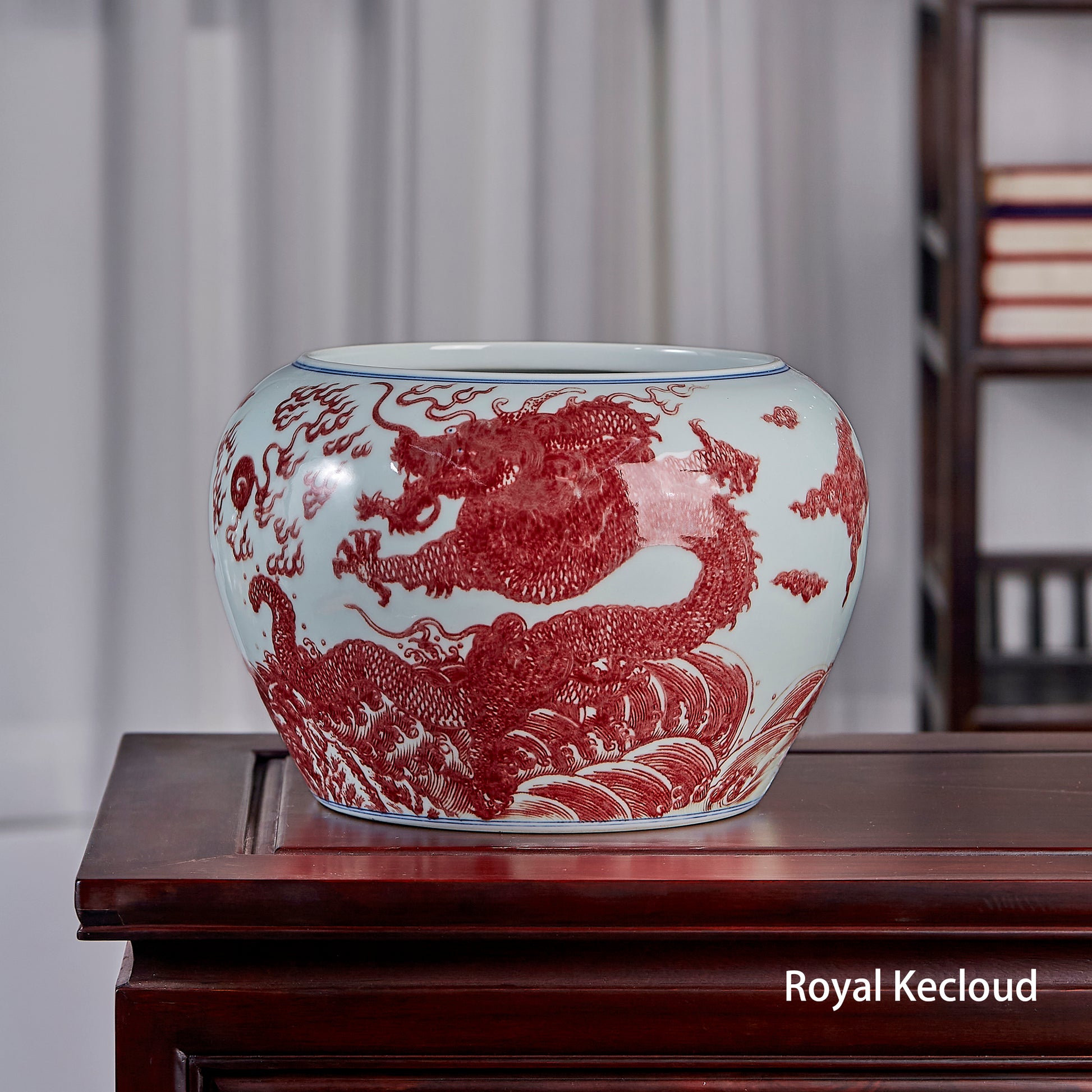 Chinese Qing Dynasty Underglazed Red 'Dragon' Porcelain Jardiniere