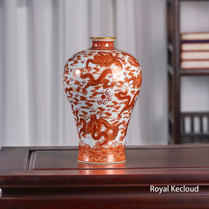 Extremely Rare Iron-red 'Dragon' Vase, Meiping