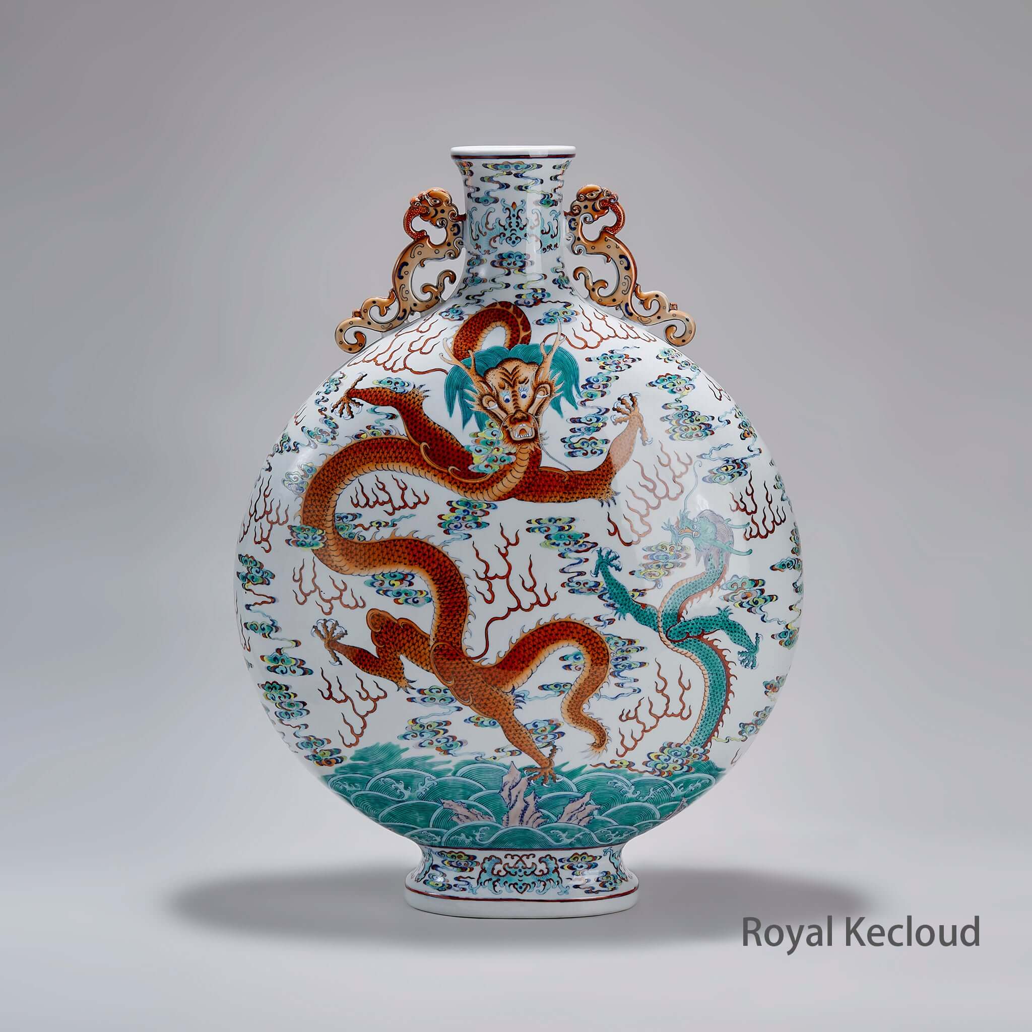 DAISAK MOON 花瓶　BEAMS Doucai Contrasted Colors Moon Flask | Imperial Qing Artistry