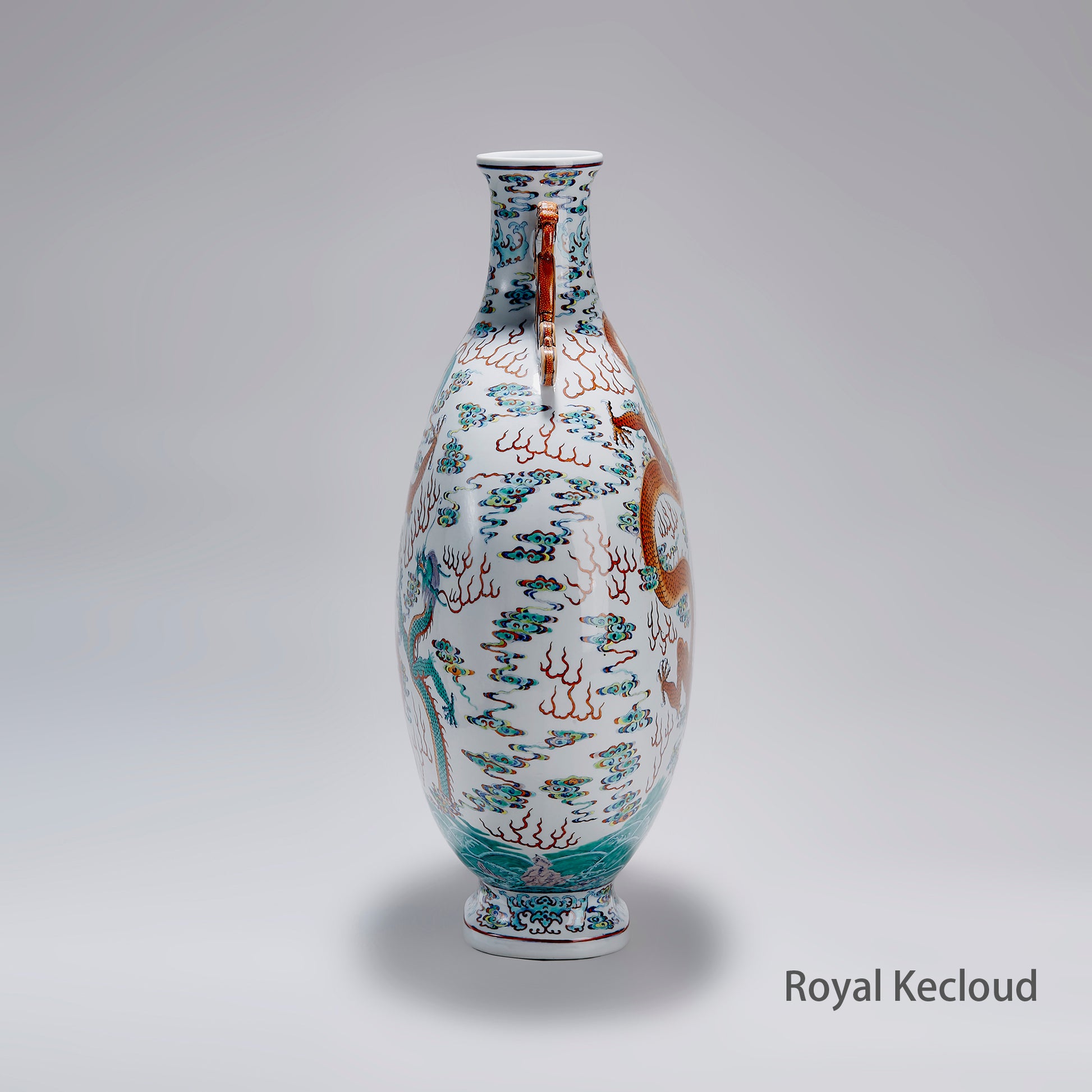 Chinese Qing Dynasty Blue and White Doucai ‘Dragon’ Moonflask