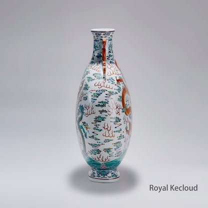 Chinese Qing Dynasty Blue and White Doucai ‘Dragon’ Moonflask
