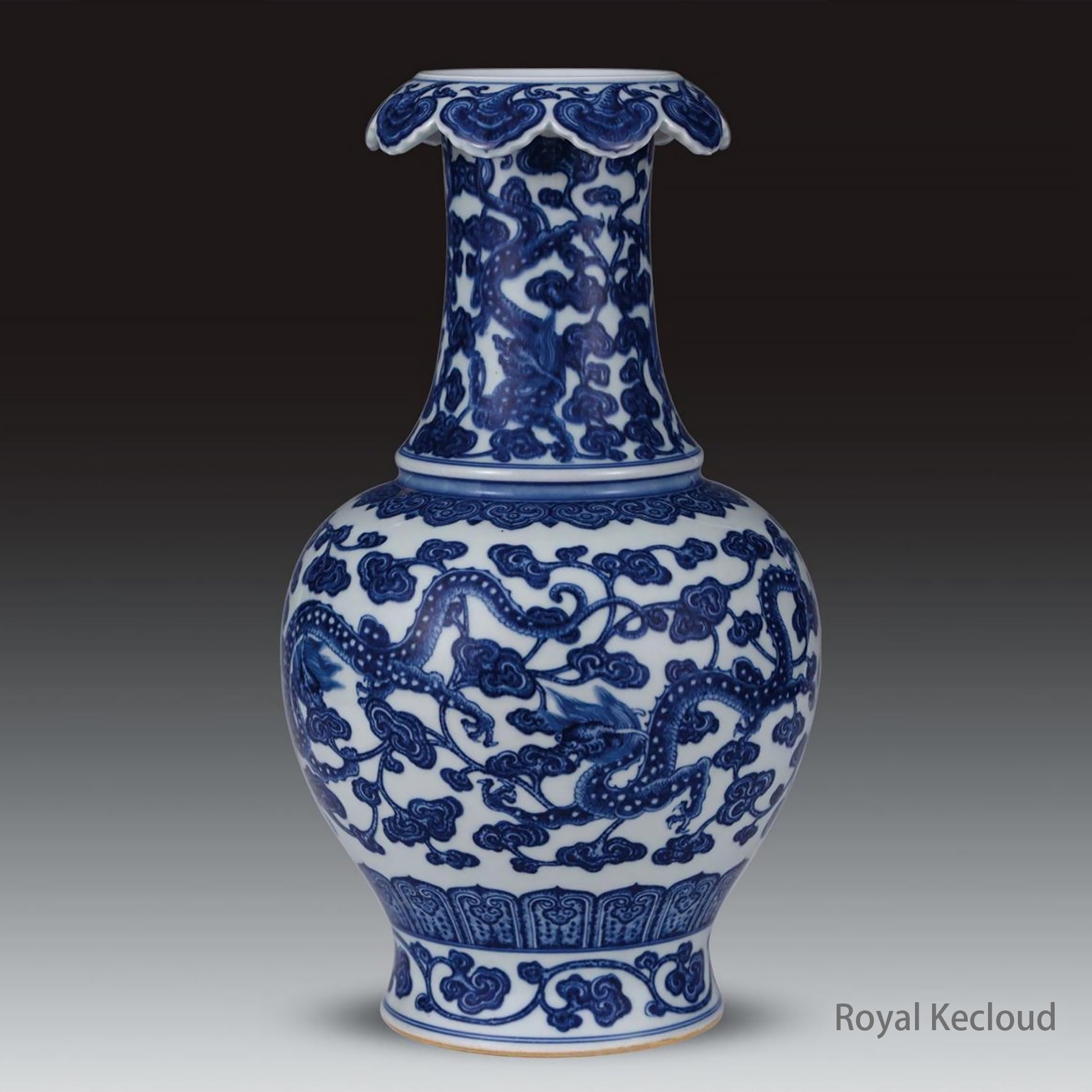 Imperial Blue and White Porcelain Vase | Qing Dynasty Qianlong | ‘Dragon’ 