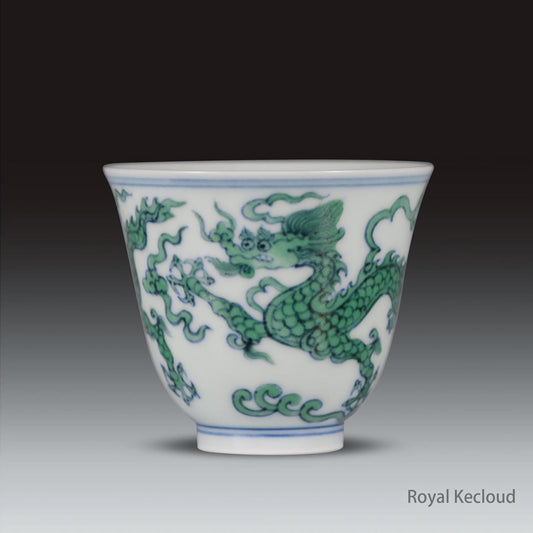 Imperial Porcelain Cup | Ming Dynasty Chenghua | Doucai (Contrasting Colors) ‘Dragon’ Cup