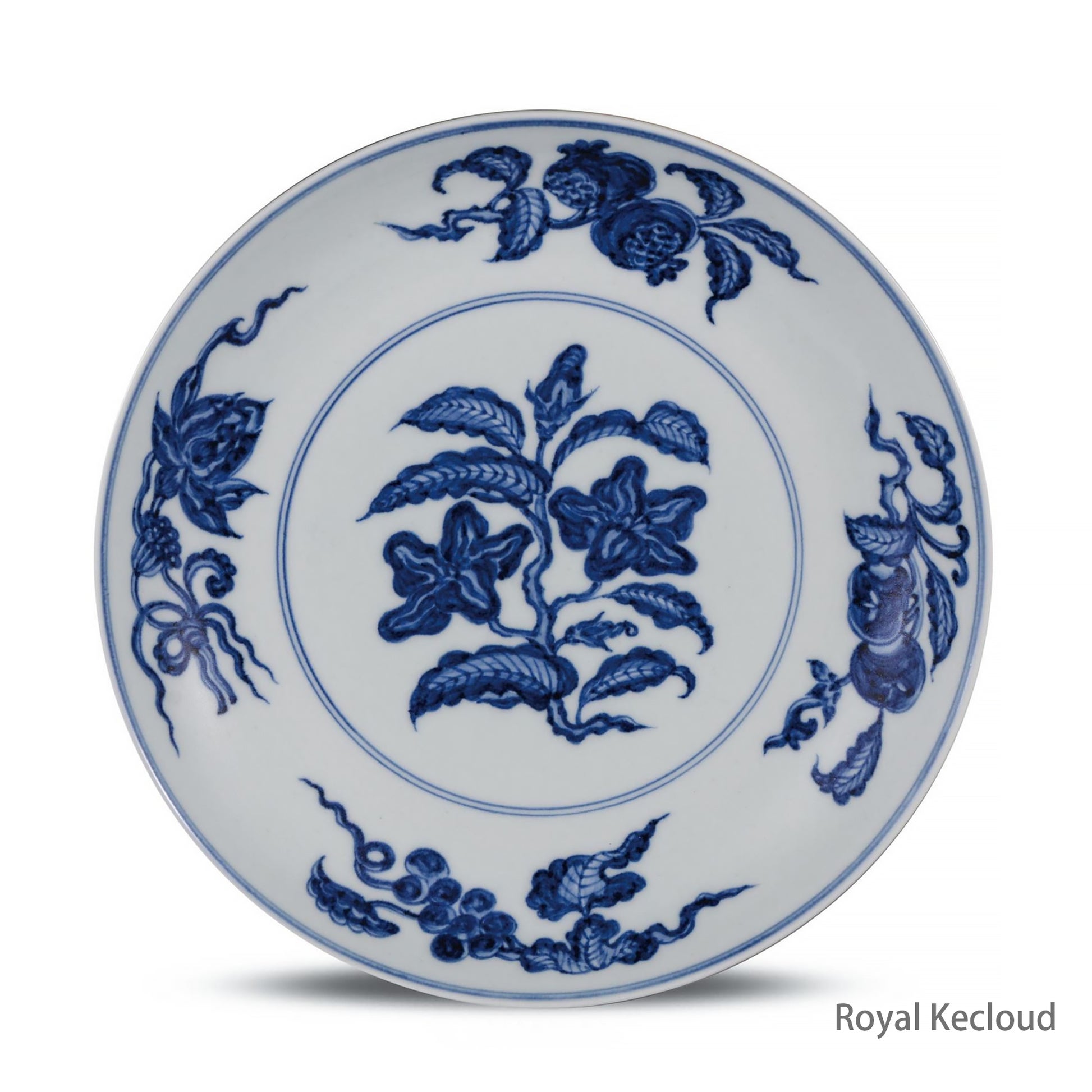 Imperial Porcelain Dish | Ming Dynasty Hongzhi | Blue & White ‘Fruit and Floral’ Porcelain Dish