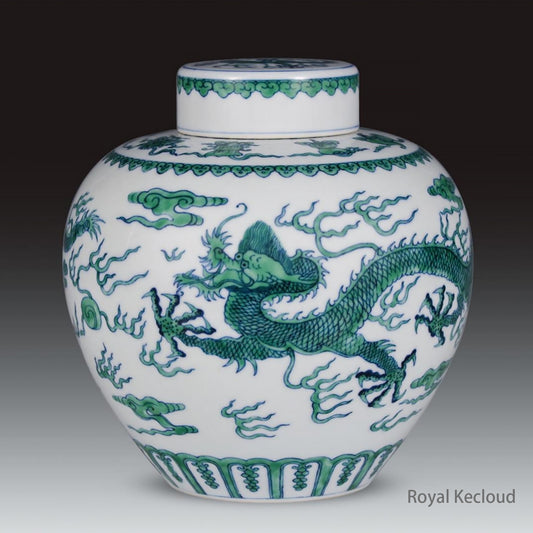 Imperial Porcelain Jar and Cover | Qing Dynasty Qianlong | Doucai Green ‘Dragon’