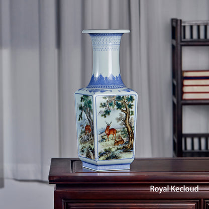 Imperial Porcelain Vase | Qing Dynasty Qianlong | Famille Rose ‘Animals’ Square Vase