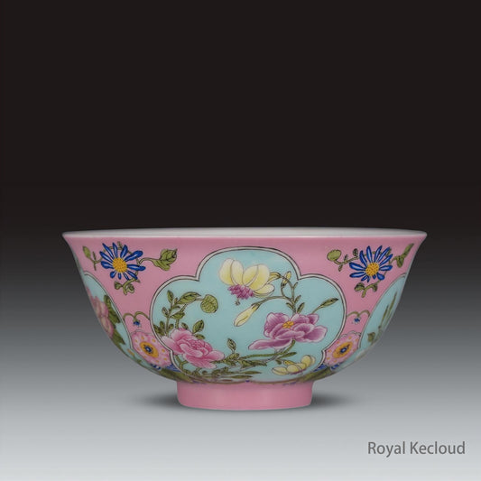 Chinese Ancient Royal Qing Dynasty Painted Enamel 'Flowers' Falangcai Bowl