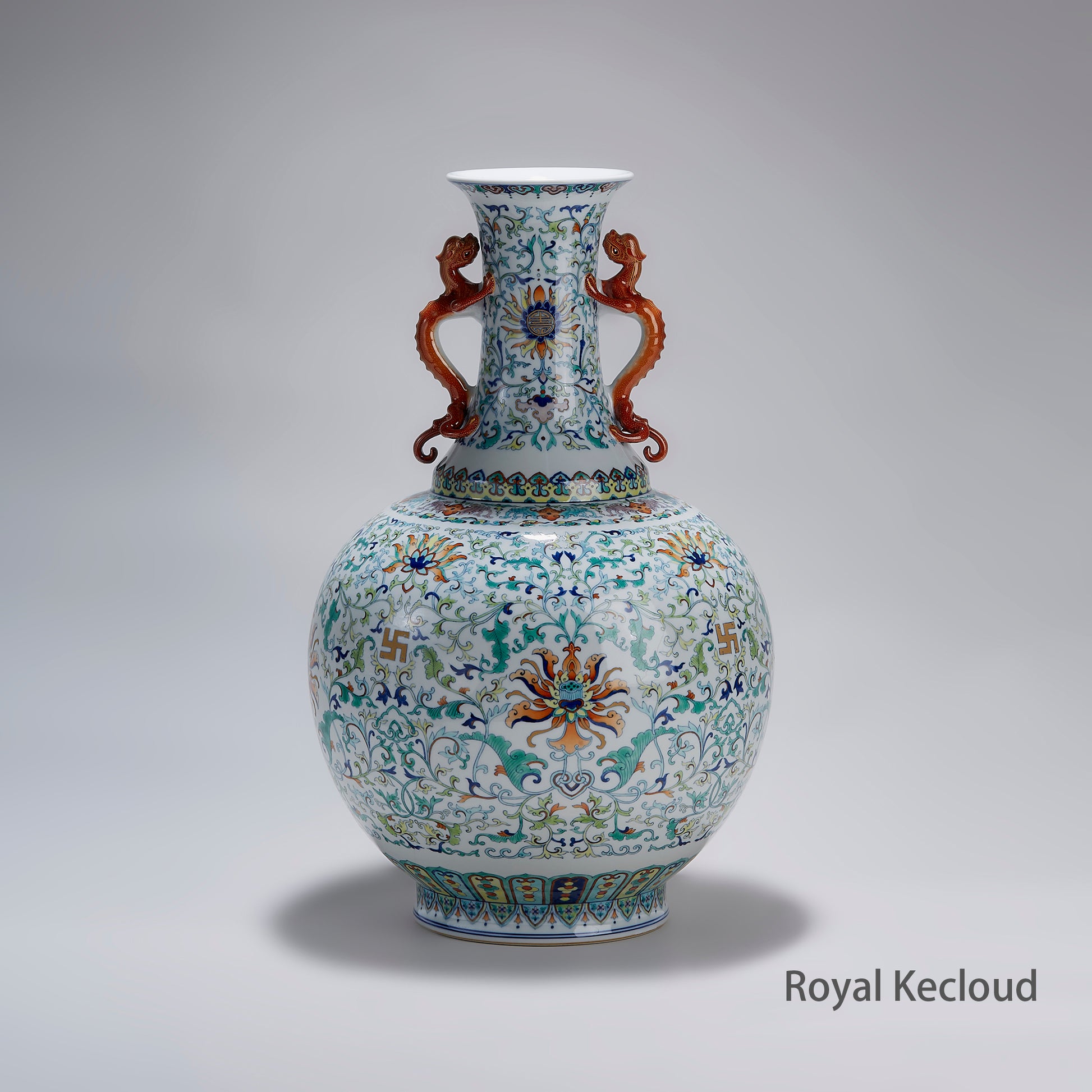 Qing Dynasty Blue & White Contrasting Colors (Doucai) ‘Lotus’ Imperial Porcelain Vase