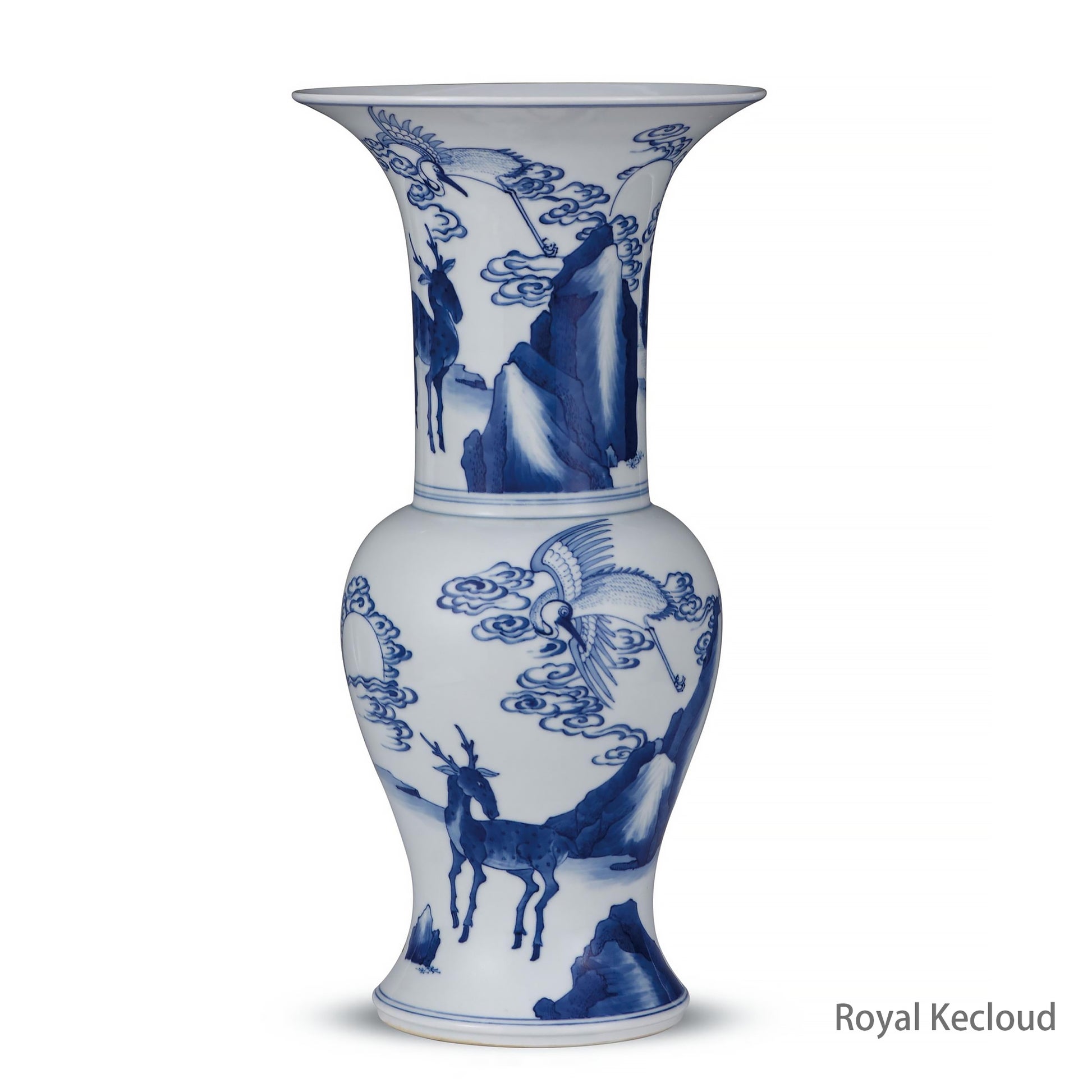 Royal Porcelain Vase | Qing Dynasty Kangxi | Blue and White ‘Phoenix Tail’ Zun