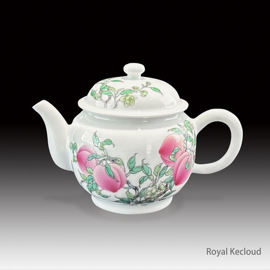 Royal Style Porcelain Coffee/Tea Pot | Peaches & Floral Pattern