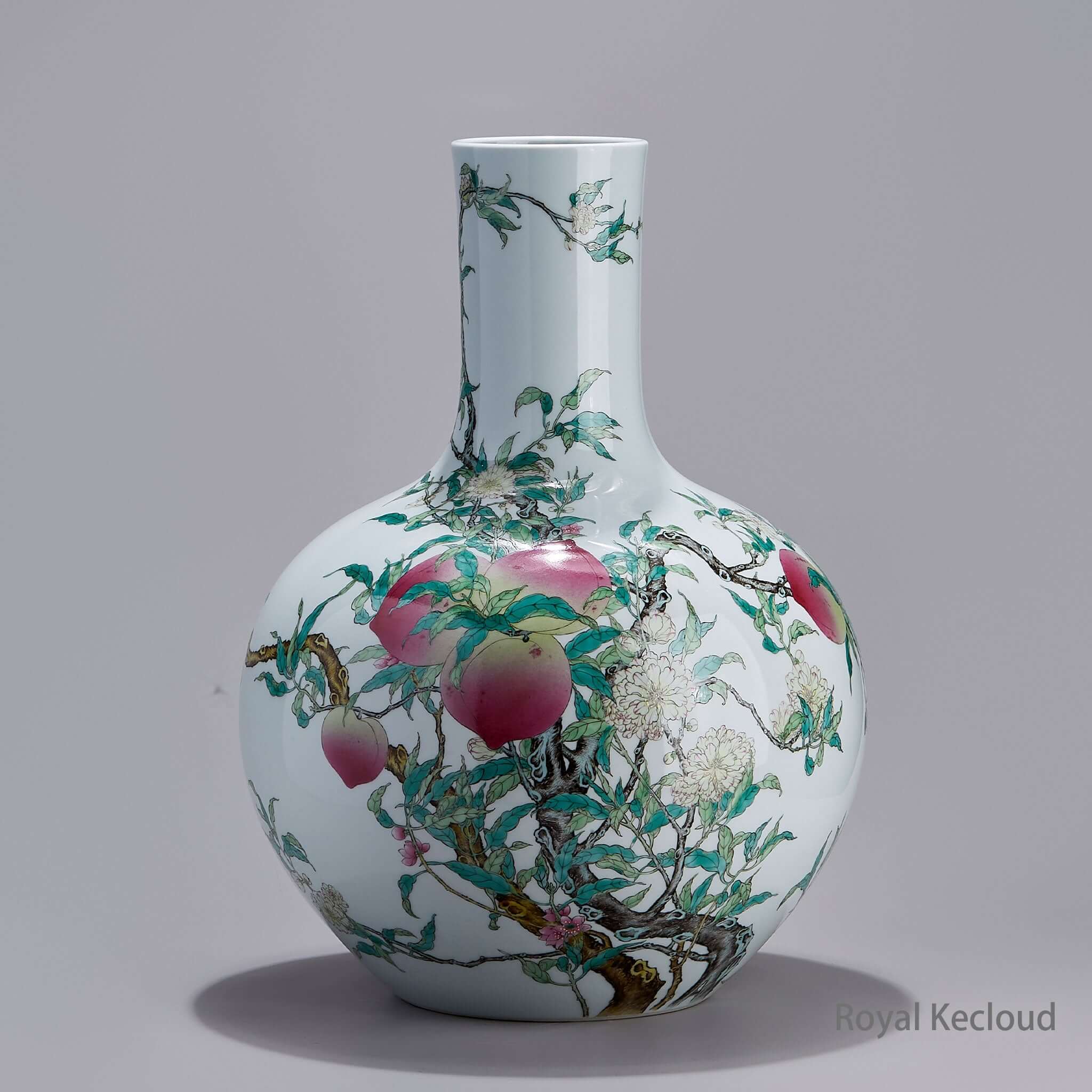 Famille Rose Nine Peaches Porcelain Vase | Qing Dynasty – ROYAL