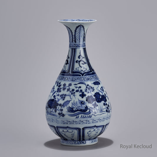Jingdezhen Handmade Blue-and-white ‘Mandarin Duck’ Vase, YuHuChunPing