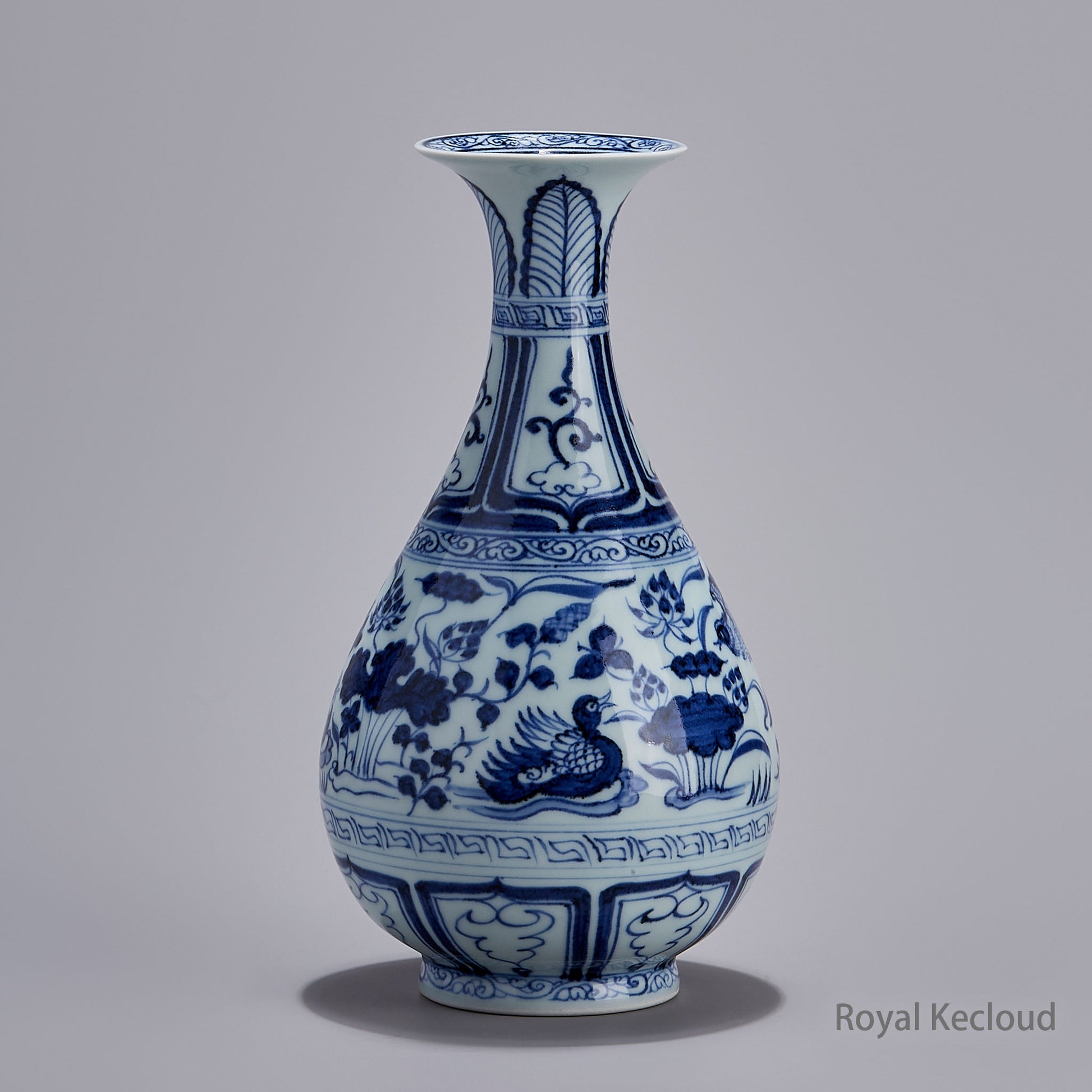 Jingdezhen Handmade Blue-and-white ‘Mandarin Duck’ Vase, YuHuChunPing