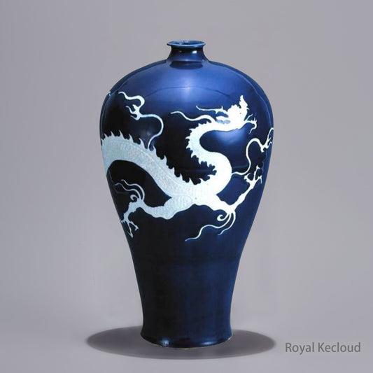 A Rare Blue and White  Dragon Prunus Vase, MeiPing, Chinese Porcelain Vase Antique