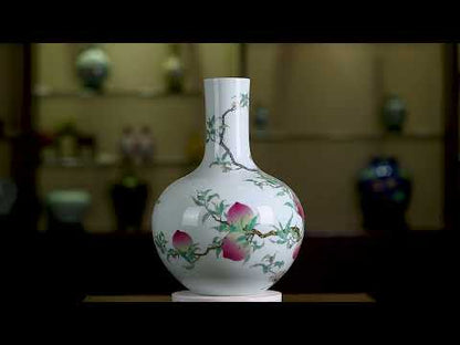 Chinese Ancient Royal Porcelain Famille Rose 'Nine Peaches' Porcelain Vase